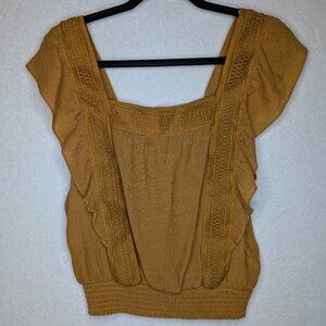 Hope Yellow Ochre Cottagecore Blouse Size S